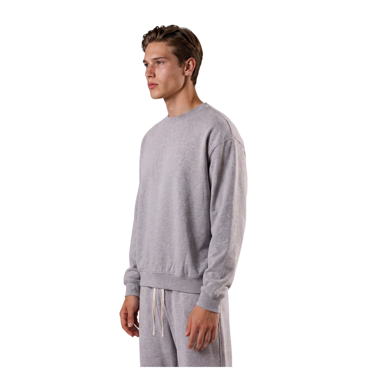 CREW NECK LOOSE FIT HEATHER GREY