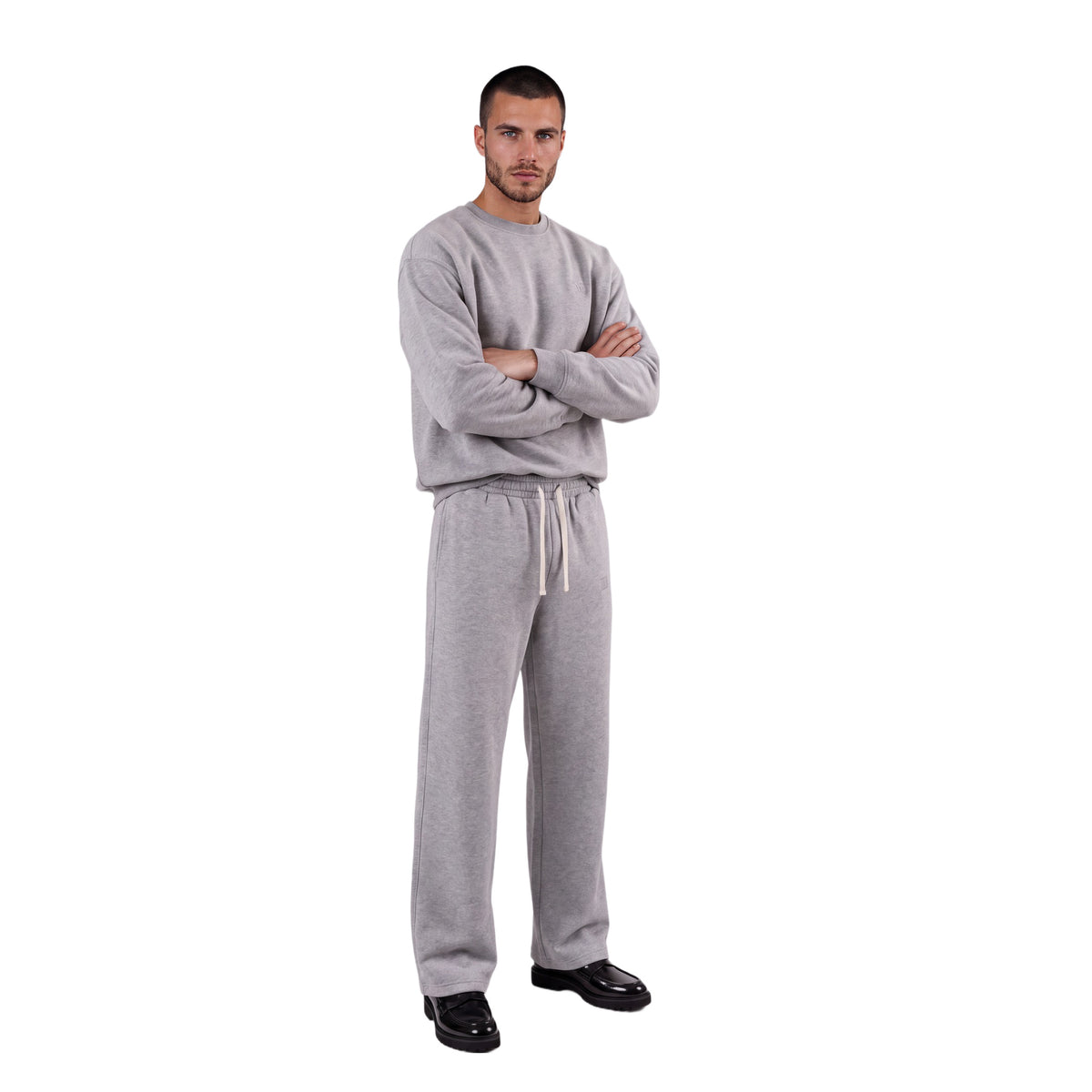 CREW NECK LOOSE FIT HEATHER GREY