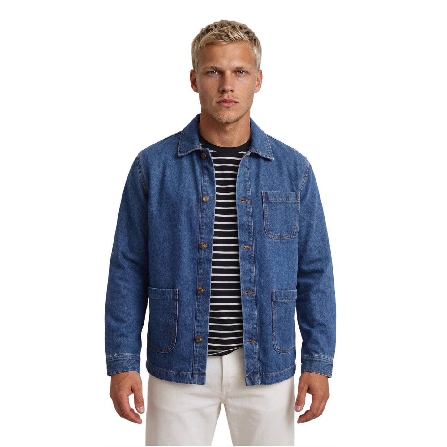 DENIM OVERSHIRT MID BLUE