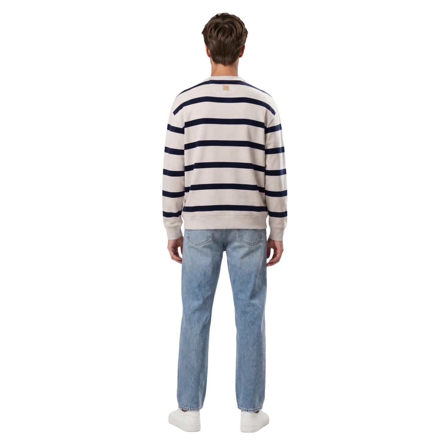 STRIPE CREW NECK SWEAT WHITE NAVY