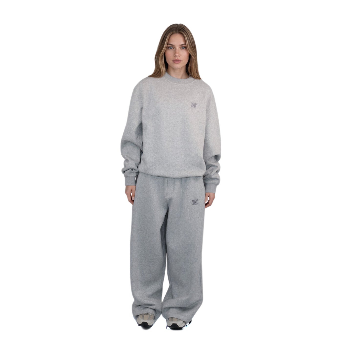 CREW NECK LOOSE FIT HEATHER GREY