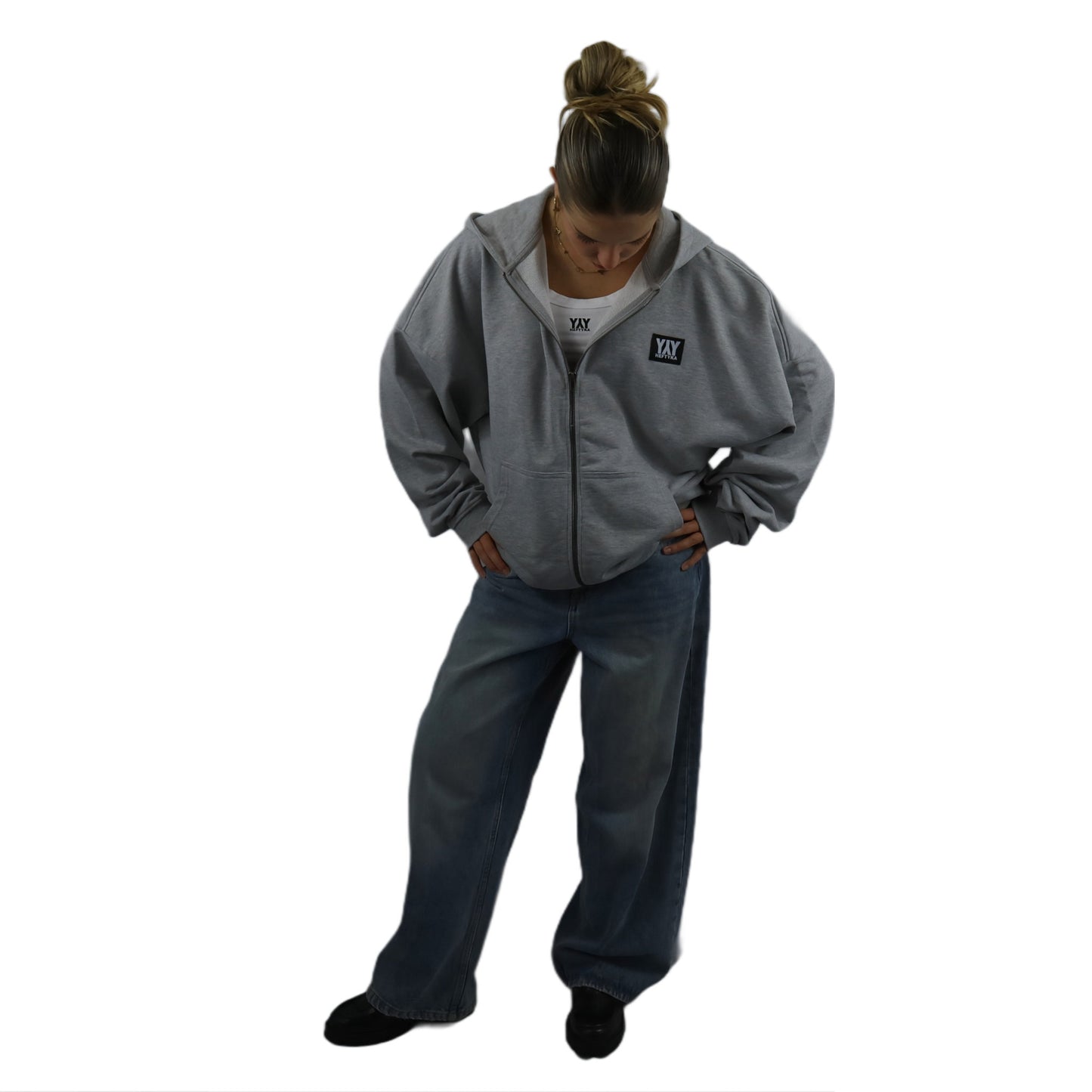 ZIP HOODIE HEAVY HEATHER GREY
