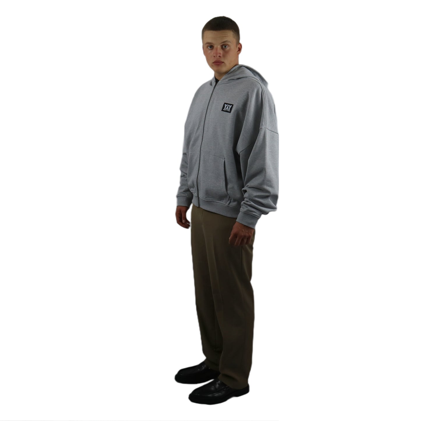 ZIP HOODIE HEAVY HEATHER GREY