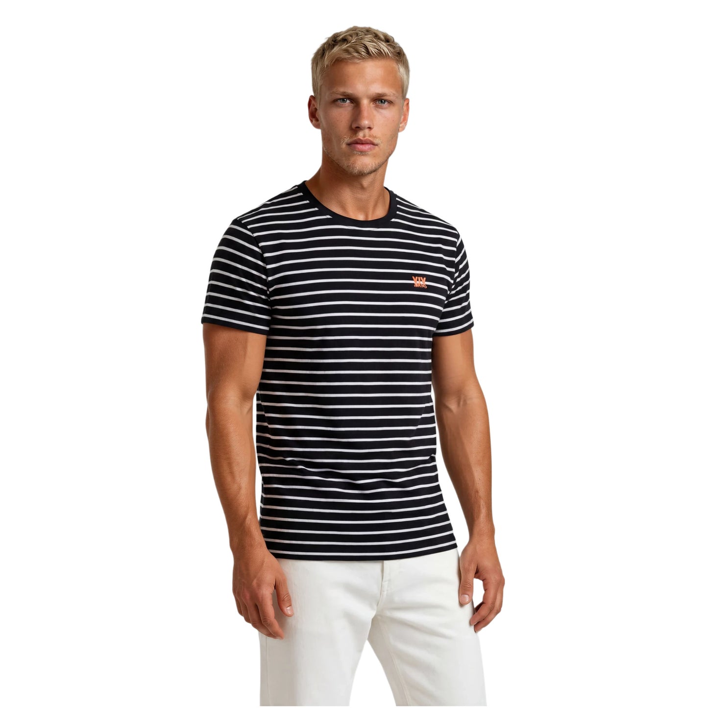STRIPE TEE NEON ORANGE