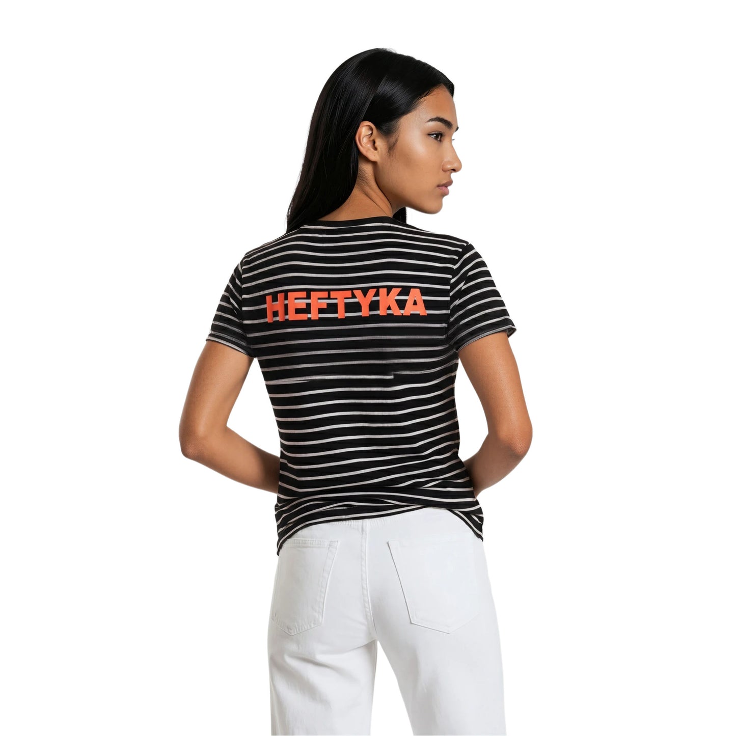 STRIPE TEE NEON ORANGE