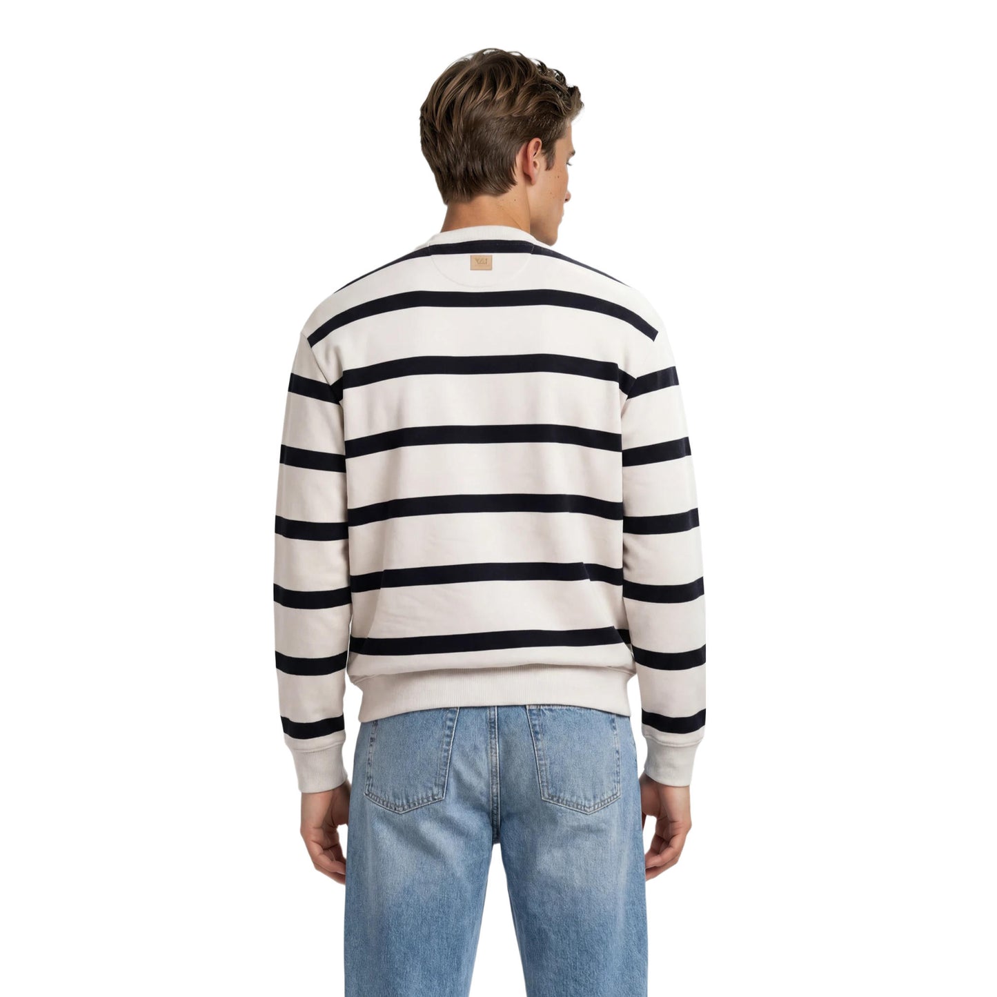 STRIPE CREW NECK SWEAT WHITE NAVY