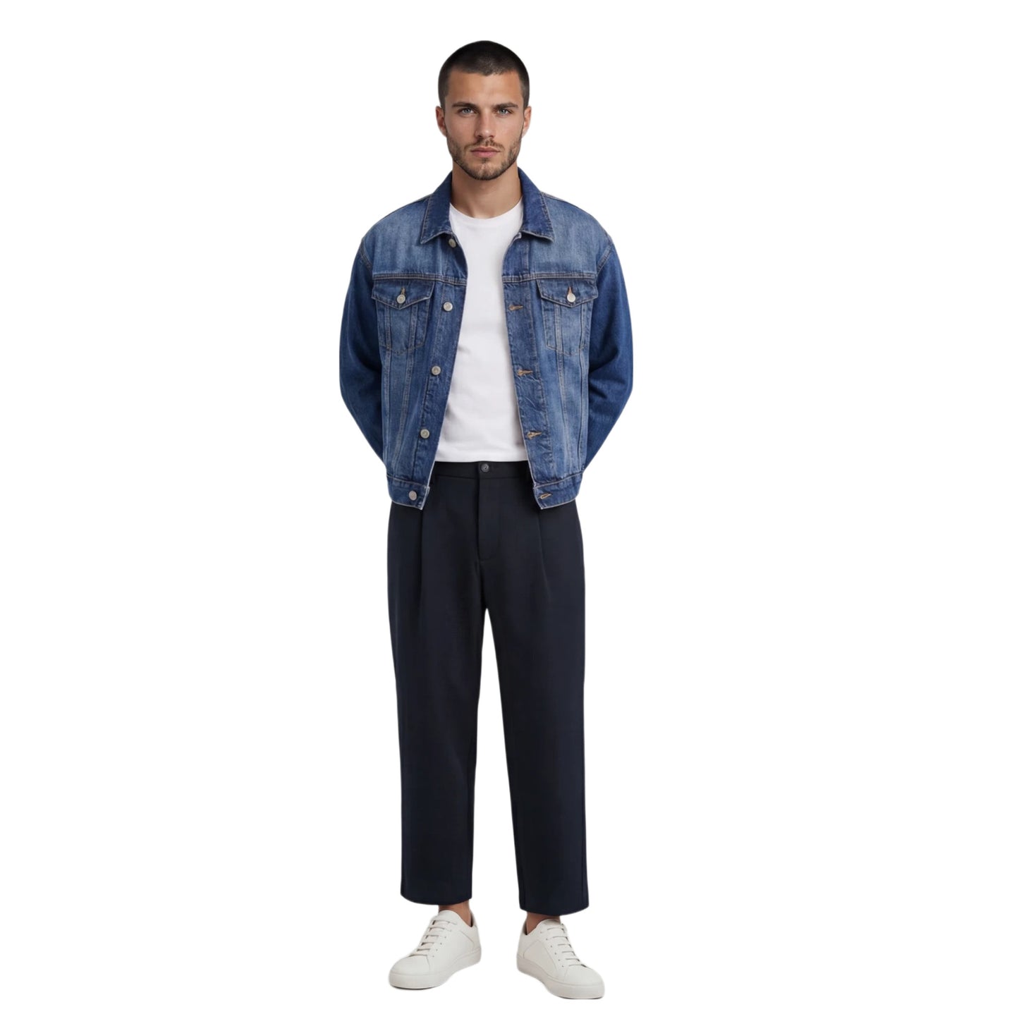 DENIM JACKET MID BLUE WASHED