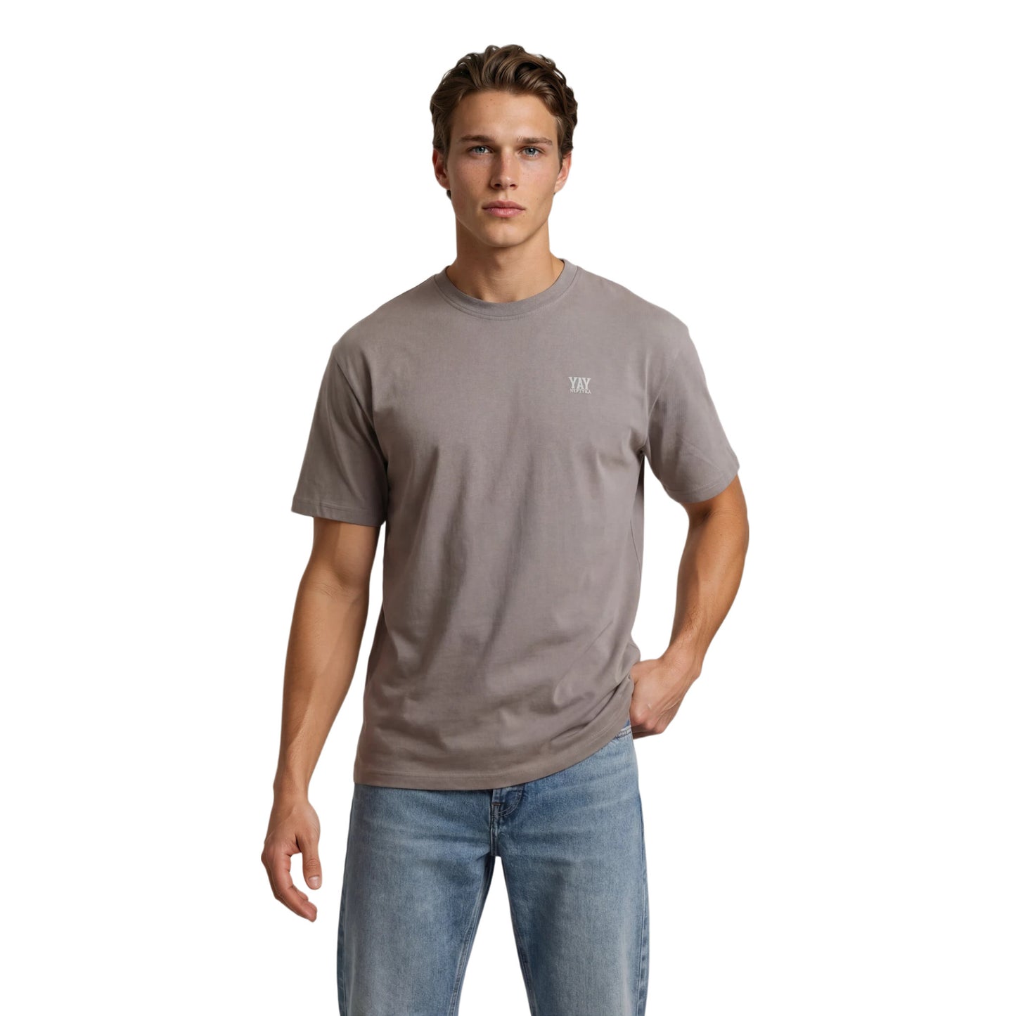 COTTON RELAXED FIT TEE LIGHT GREY