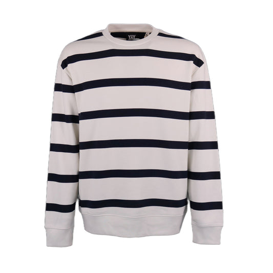 STRIPE CREW NECK SWEAT WHITE NAVY