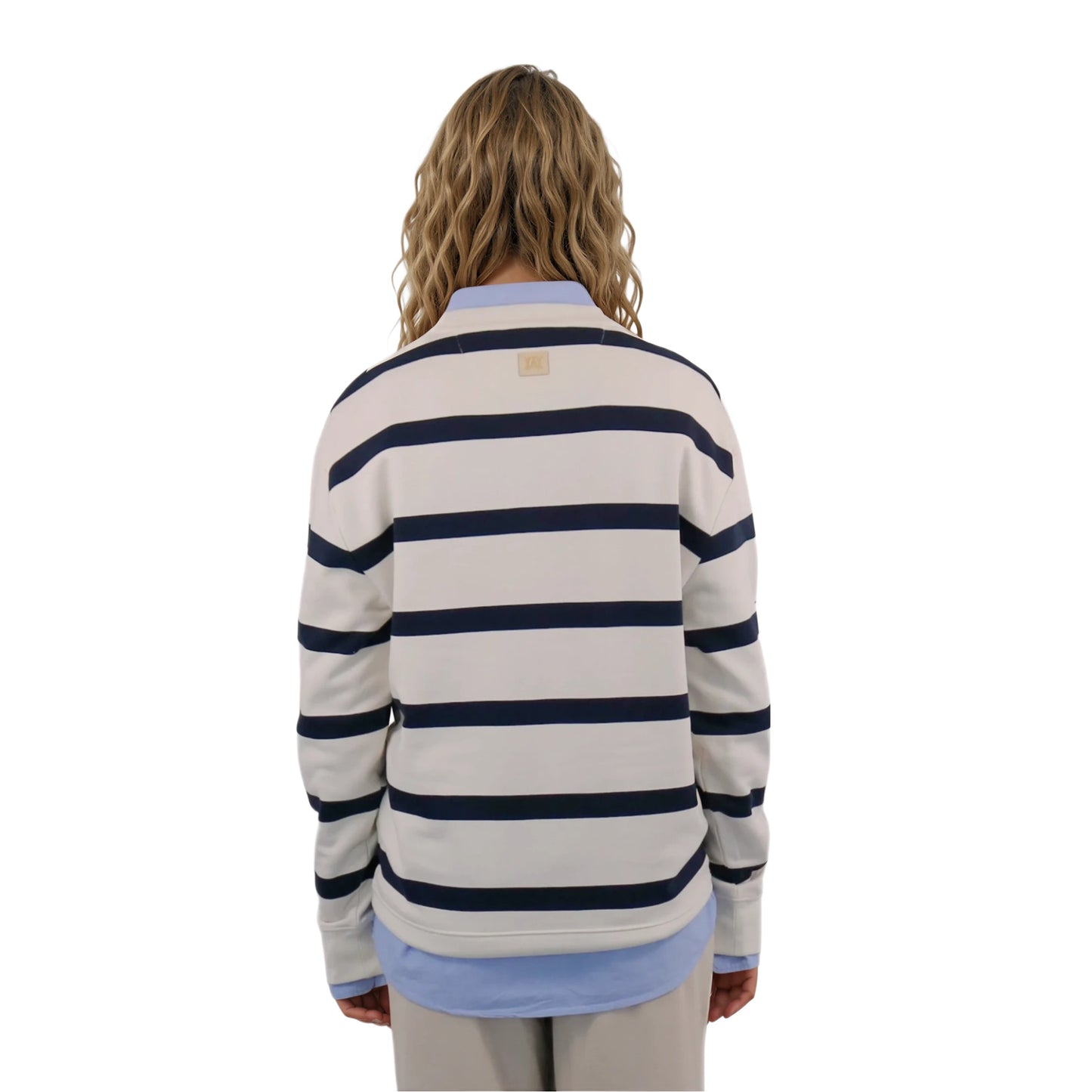 STRIPE CREW NECK SWEAT WHITE NAVY